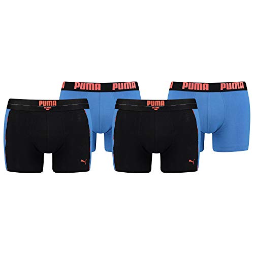 PUMA Herren Boxershorts, Statement Boxer, 4er Pack (XL, Blue/orange) von PUMA