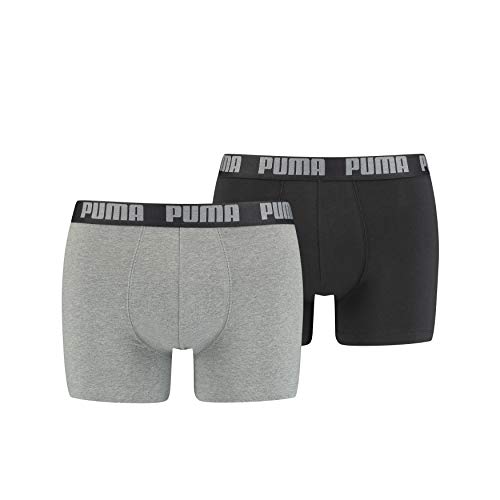 PUMA 2 er Pack Boxer Boxershorts Men Herren Unterhose Pant Unterwäsche, Farbe:691 - Dark Grey Melange/Black, Bekleidungsgröße:S von PUMA