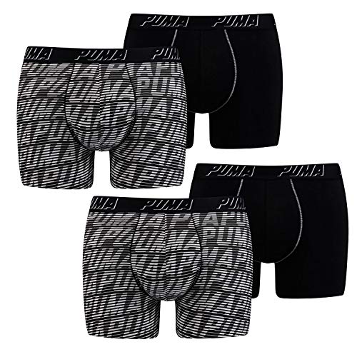 PUMA Herren Boxershorts | 4 Stück (M, schwarz | schwarz gestreift) von PUMA