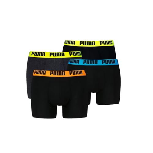 PUMA Herren Boxershorts Shorts Unterhosen Everyday Boxer 4er Pack, 2BlackPopp/2DarkGreyYellow M von PUMA