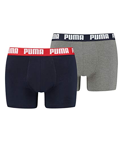 PUMA Herren Basic Boxers Boxer Shorts, Blue/Grey Melange, L (2er Pack) von PUMA