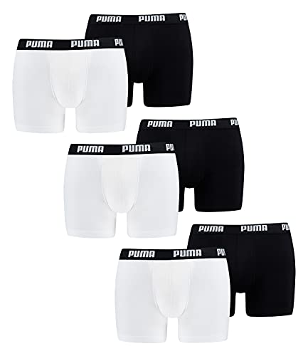PUMA 6 er Pack Boxer Boxershorts Men Herren Unterhose Pant Unterwäsche, Farbe:301 - White/Black, Bekleidungsgröße:S von PUMA