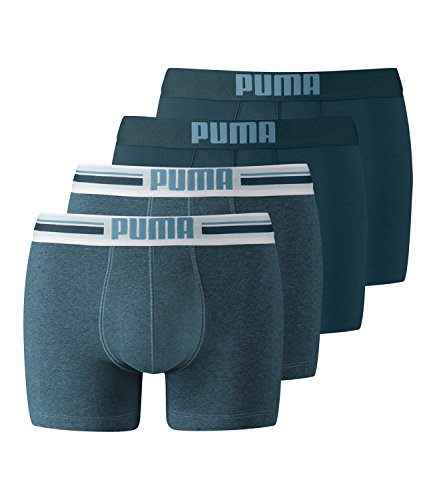 PUMA Herren Boxershorts Unterhosen Placed Logo Boxer 651003001 4er Pack, Farbe:Blau, Menge:4er Pack (2X 2er), Wäschegröße:S, Artikel:-162 Denim von PUMA