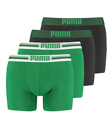 PUMA Herren Boxershorts Unterhosen Placed Logo Boxer 651003001 4er Pack, Farbe:Grün, Menge:4er Pack (2X 2er), Wäschegröße:L, Artikel:-327 Green von PUMA