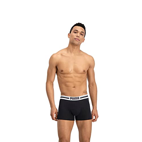 PUMA Herren Boxershorts Unterhosen Placed Logo Boxer 651003001 4er Pack, Farbe:Schwarz, Menge:4er Pack (2X 2er), Wäschegröße:S, Artikel:-200 Black von PUMA