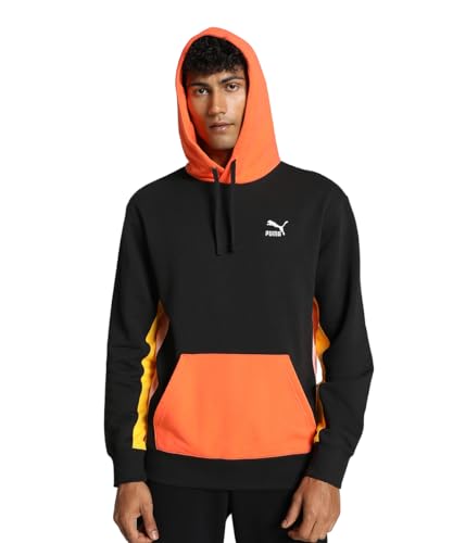 PUMA Herren Classics Block Hoodie MBlack Hot Heat Orange von PUMA