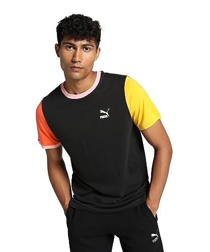 PUMA Herren Classics Block T-Shirt LBlack Hot Heat Orange von PUMA