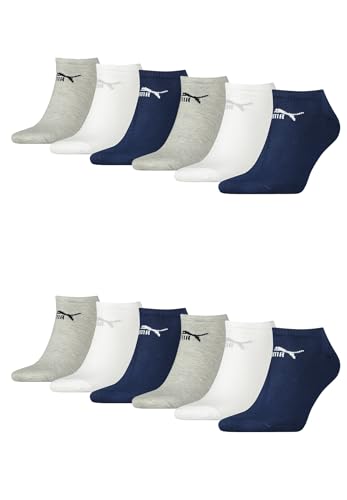 PUMA Unisex Sneaker Socken im Retro Design knöchelhoch für Damen Herren 12er Pack, Farbe:321 - navy, Socken & Strümpfe:43-46 von PUMA