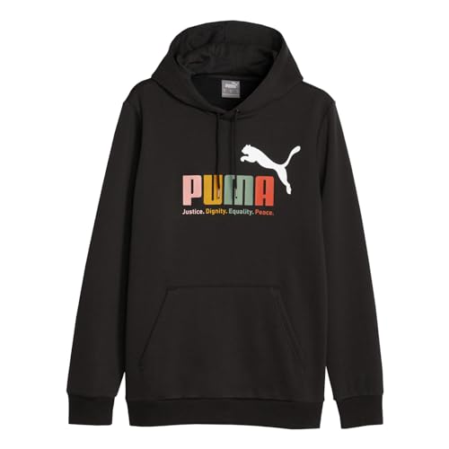 PUMA Herren ESS+ Multicolor Hoodie FL Sweat, Schwarz, L von PUMA