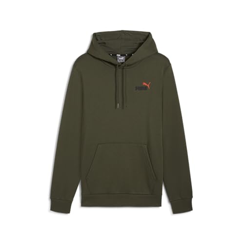PUMA Herren Essentials+ Two-Colour Small Logo Hoodie XL Dark Olive Green ┃Basic Langarm-Hoodie Herren von PUMA