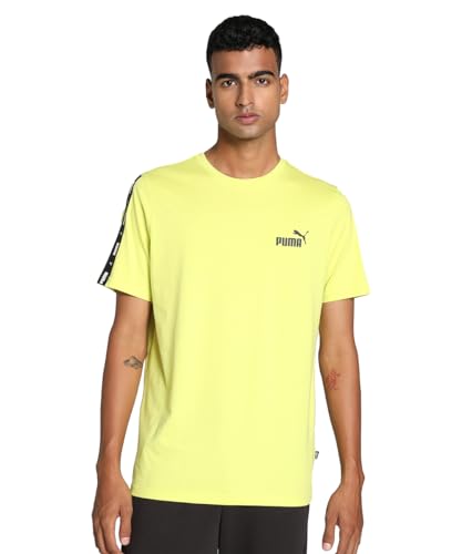 PUMA Erwachsene Essentials + T-Shirt mit Logo-Tape XXLLime Sheen Green von PUMA