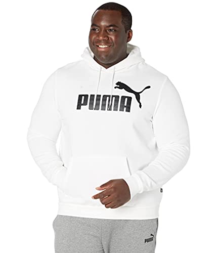 PUMA Herren Essentials Fleece-Hoodie mit Logo (in Big & Tall Erhältlich) Kapuzenpullover, Weiss/opulenter Garten, XX-Large Groß von PUMA