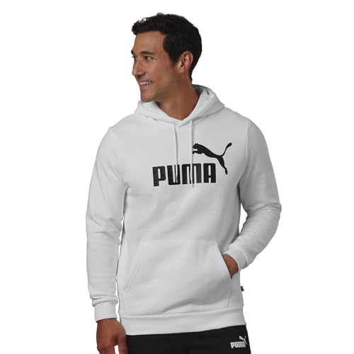 PUMA Herren Essentials Big Logo Fleece Hoodie Kapuzenpullover, Weiss/opulenter Garten, Large von PUMA