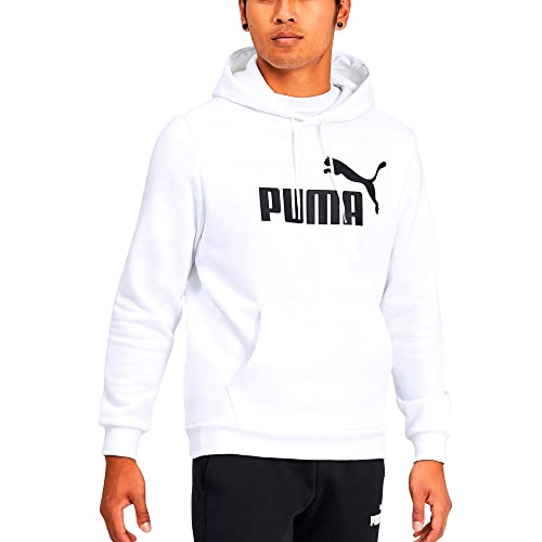 PUMA Herren Essentials Big Logo Fleece Hoodie Kapuzenpullover, Weiss/opulenter Garten, Large von PUMA