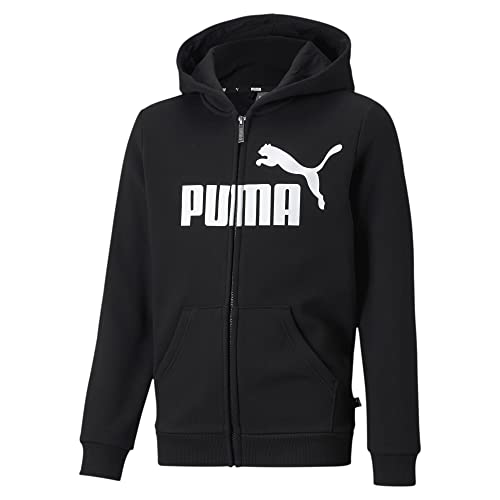 PUMA Herren Essentials Big Logo Jugend Hoodie mit durchgehendem Reißverschluss 140 Hooded Sweatshirt, Black von PUMA
