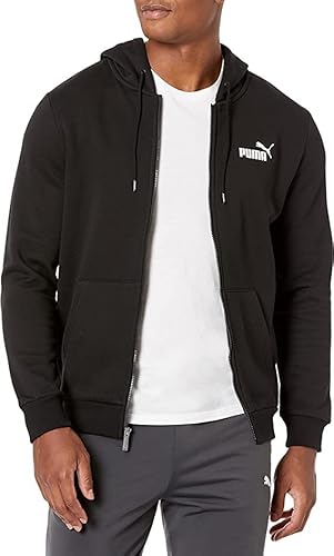 PUMA Herren Essentials Fleece-Hoodie mit durchgehendem Reißverschluss Kapuzenpullover, Schwarz/Weiß, 4X-Large von PUMA