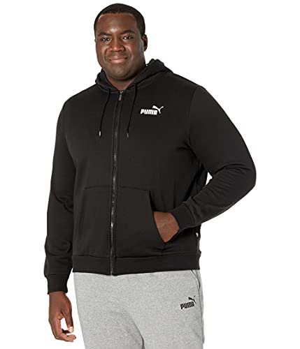 PUMA Herren Essentials Fleece-Hoodie mit kleinem Logo, Durchgehender Reißverschluss Kapuzenpullover, Baumwolle Schwarz, XXL Groß Hoch von PUMA