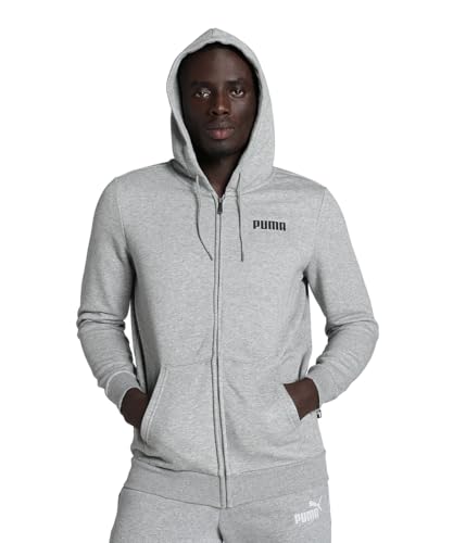 PUMA Herren Essentials Hoodie in voller Länge mit durchgehendem Reißverschluss MMedium Gray Heather ┃Regular Fit Hoodie für Herren von PUMA