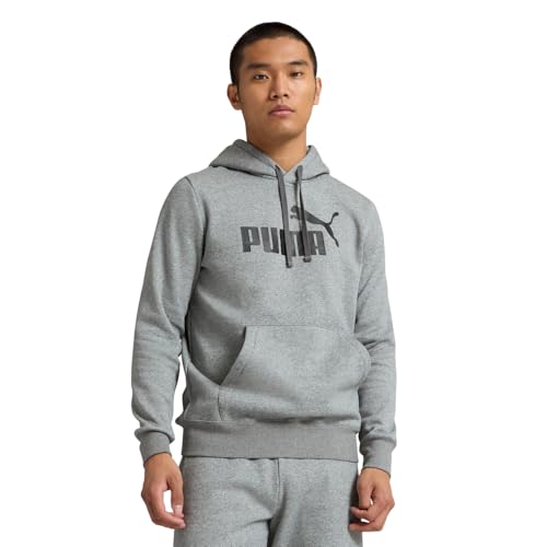 PUMA Herren Essentials Logo Fleece Hoodie (Available in Big & Tall) Kapuzenpullover, Medium Grey Heather Ss25, Large von PUMA