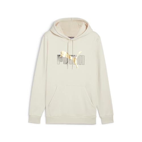 PUMA Herren Essentials Logo Fleece Hoodie (Available in Plus Sizes) Kapuzenpullover, Weiss/opulenter Garten, Large von PUMA