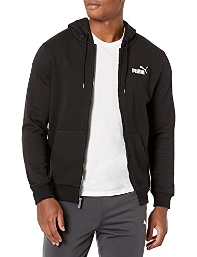 PUMA Herren Essentials Fleece-Hoodie mit durchgehendem Reißverschluss Kapuzenpullover, Baumwolle Schwarz, Large von PUMA