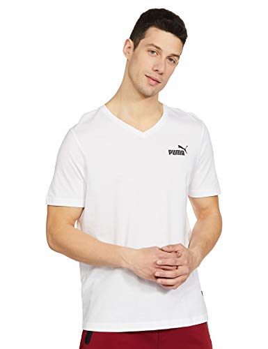 PUMA Herren Essentials T-Shirt mit V-Ausschnitt LWhite von PUMA