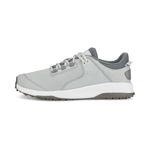 PUMA Herren Fusion Grip Golfschuh, Flacher Hellgrau Silber-leiser Schirm, 49 EU von PUMA