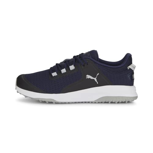 PUMA Herren Fusion Grip Golfschuh, Navy Silver-Quiet Shade, 41 EU PUMA Herren Fusion Grip Golfschuh, Navy Silver-Quiet Shade, 41 EU von PUMA
