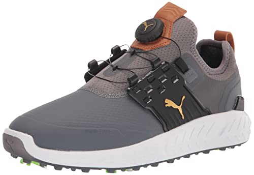 PUMA Herren Ignite Gelenkscheibe Golfschuh, Quiet Shade Team Gold schwarz, 42 EU PUMA Herren Ignite Gelenkscheibe Golfschuh, Quiet Shade Team Gold schwarz, 42 EU von PUMA