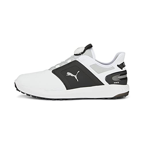 PUMA Herren Ignite Elevate DISC Golfschuh, White Black Silver, 47 EU von PUMA