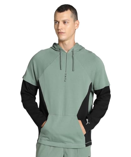 PUMA Herren M Studio Layered Plastic Free Hoodie Pullover, Eukalyptus schwarz, M von PUMA