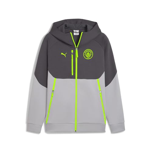PUMA Herren Manchester City PUMATECH Kapuzenjacke M, Galactic Gray Pro Green von PUMA