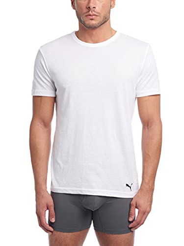 PUMA Herren Men's 3 Pack Crew Neck T-Shirts Unterhemd, Weiss/opulenter Garten, L (3er Pack) von PUMA