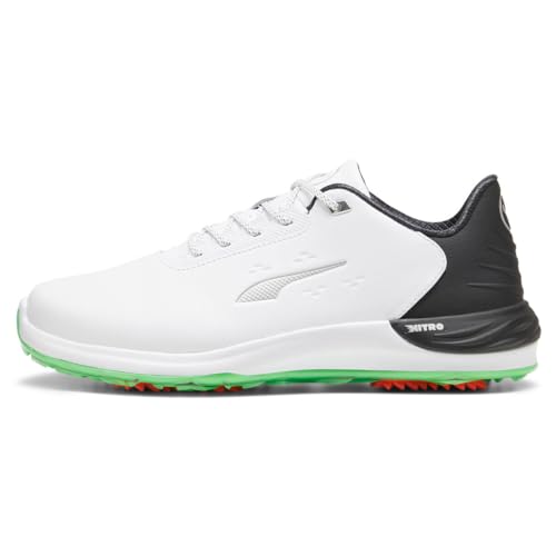 PUMA Herren Phantomcat Nitro + Golf Shoe, White Black-Fluro Green PES, 44.5 EU von PUMA