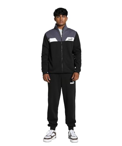 PUMA Herren POWER Trainingsanzug S Black ┃Trainingsanzug mit Stehkragen Herren von PUMA