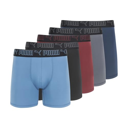 PUMA Herren Performance-Boxershorts, 5er-Pack, Blau/Pink/Schwarz, X-Large von PUMA