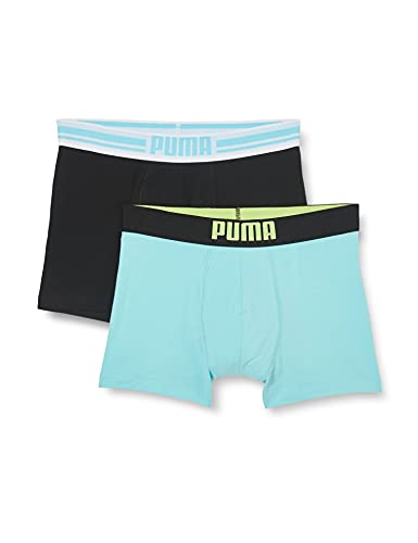 PUMA Herren Placed Logo Boxers Boxer-Shorts, Blau/Schwarz, M (2er Pack) von PUMA