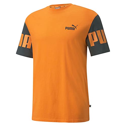 PUMA Herren Power Colorbloc T-Shirt, orange (Vibrant Orange), M von PUMA