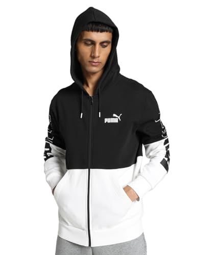 PUMA Herren Power Colorblock Full-Zip Hoodie FL Sweat, Schwarz, S von PUMA