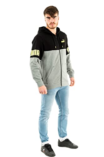 PUMA Herren Power Colorblock Full-Zip Tr Hoodie, Grau, S von PUMA