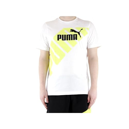 PUMA Herren Power Graphic T-Shirt XLWhite Lime Sheen Green von PUMA