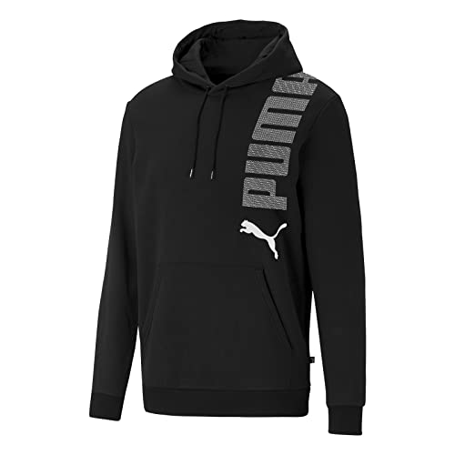 PUMA Herren Pullover Sweater Kapuzenpullover Essentials+ Logo Hoodie, Farbe:Schwarz, Artikel:-01 puma Black, Größe:M von PUMA