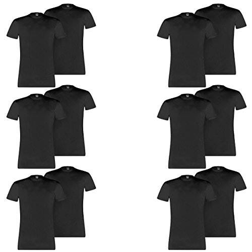 PUMA 12 er Pack Basic Crew T-Shirt Men Herren Unterhemd Rundhals, Farbe:200 - Black, Bekleidungsgröße:M von PUMA