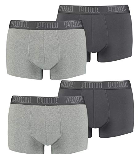 PUMA Herren Shortboxer Basic Unterhosen 4er Pack 521025001 (Dark Grey Mel/Black (008), M) von PUMA