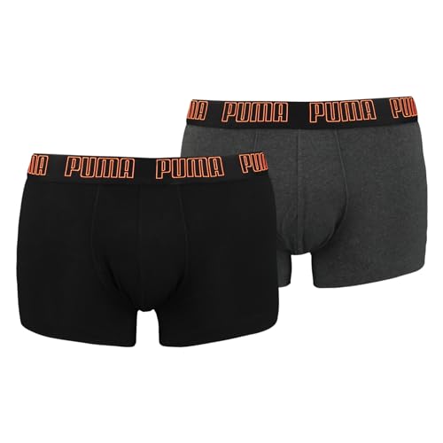 PUMA Herren Shortboxer Unterhosen Trunks 2er Pack, Wäschegröße:L, Artikel:-049 Black Ultra orange Combo von PUMA