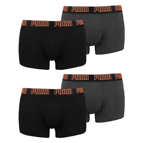 PUMA Herren Shortboxer Unterhosen Trunks 4er Pack, Wäschegröße:L, Artikel:-049 Black Ultra orange Combo von PUMA