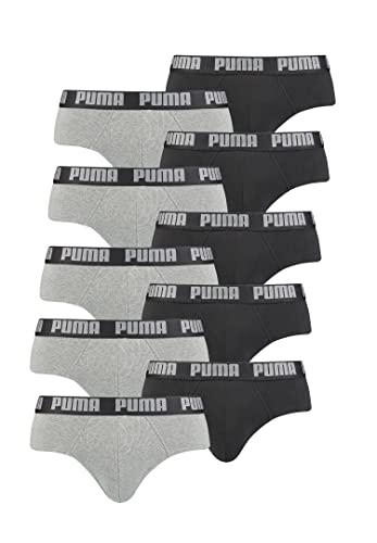 PUMA Basic Brief Men Herren Unterhose Pant Unterwäsche 10er Pack, Farbe:691 - Dark Grey Melange/Black, Bekleidungsgröße:M von PUMA