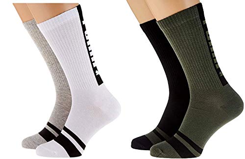 PUMA Herren Socken 4 Paar oder 6 Paar weiss grau oder army green schwarz,wadenlang, 39-42, Sockenfarben:White / Grey 2 Paar Army Green 2 Paar von PUMA