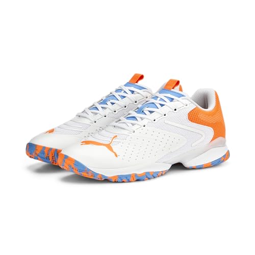 PUMA Unisex Adults' Sport Shoes SOLARATTACK RCT Tennis Shoes, PUMA WHITE-ULTRA ORANGE-TEAM LIGHT BLUE, 46 von PUMA