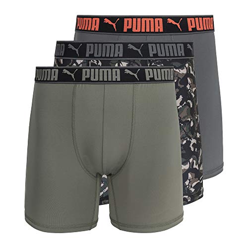 PUMA Herren 3er-Pack Performance-Boxershorts Retroshorts, Camouflage Oliv, Small von PUMA